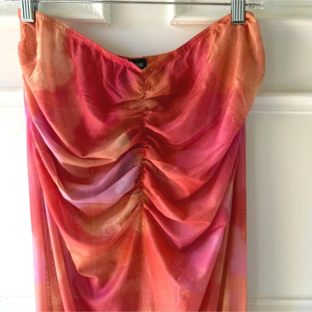 Pink Mesh Ruched Bodycon Maxi Beach Skirt Size 6 PrettyLittleThing - Picture 7 of 11